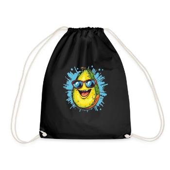 Funny avocado with glasses - Drawstring Bag - black - Front