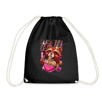 Ramen japonais au raton laveur tanuki - Sac de sport léger - noir - Devant