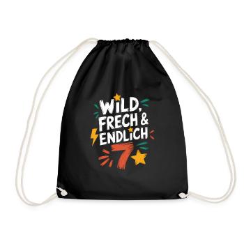 Sauvage, effronté et enfin 7 ans 7e anniversaire - Sac de sport léger - noir - Devant