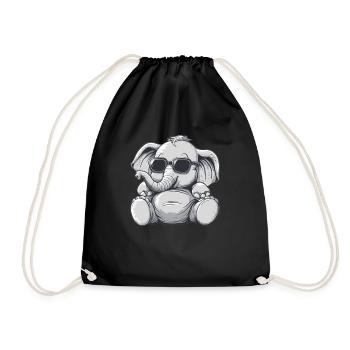 Cool elephant with sunglasses - Drawstring Bag - black - Front
