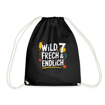 Sauvage, effronté et enfin 7 ans 7e anniversaire - Sac de sport léger - noir - Devant