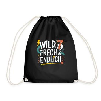 Sauvage, effronté et enfin 7 ans 7e anniversaire - Sac de sport léger - noir - Devant