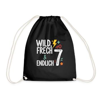 Sauvage, effronté et enfin 7 ans 7e anniversaire - Sac de sport léger - noir - Devant