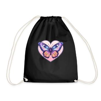 Pastell Schmetterling im Herz - Turnbeutel - Schwarz - Vorne