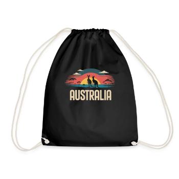 Australia with kangaroos in the outback - Drawstring Bag - black - Front