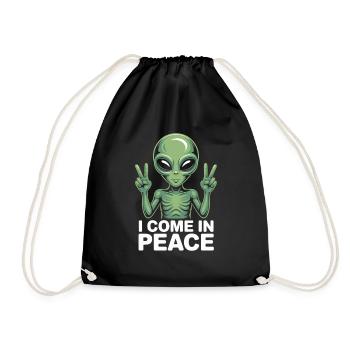 Alien with peace sign - Drawstring Bag - black - Front