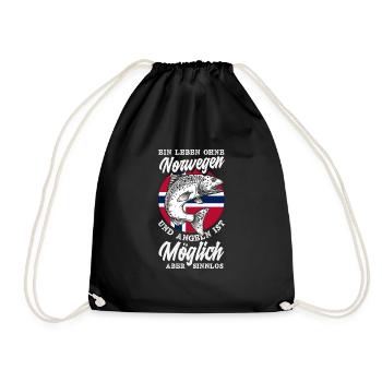 Norway Fishing Saying Funny Design - Drawstring Bag - black - Front