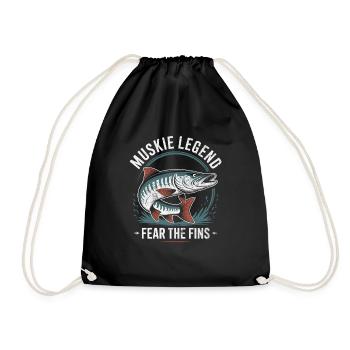 Cool Muskie Fish Design - Drawstring Bag - black - Front