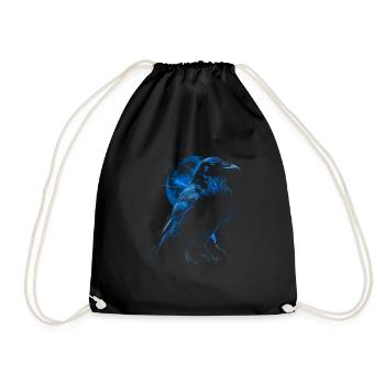 Cool Raven with Moon - Drawstring Bag - black - Front
