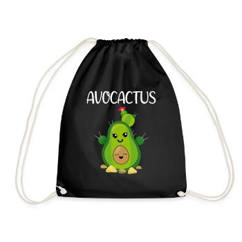 Avocado Cactus Avocactus Gift Cute Funny - Drawstring Bag - black - Front