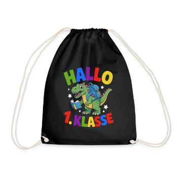 Hallo 1. Klasse - Einschulung - Turnbeutel - Schwarz - Vorne