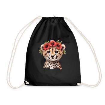 Guépard à l’hibiscus - Sac de sport léger - noir - Devant