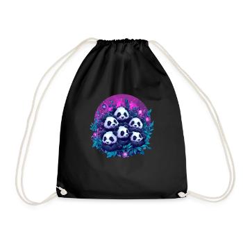 Groupe de pandas dans la forêt enchantée - Sac de sport léger - noir - Devant