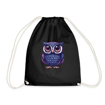 Cute owl with googly eyes - Drawstring Bag - black - Front