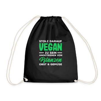Attention I'm Vegan Funny Vegan Gift - Drawstring Bag - black - Front