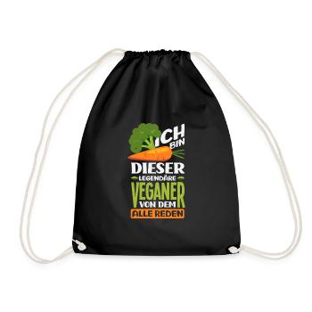 Attention I'm Vegan Funny Vegan Gift - Drawstring Bag - black - Front