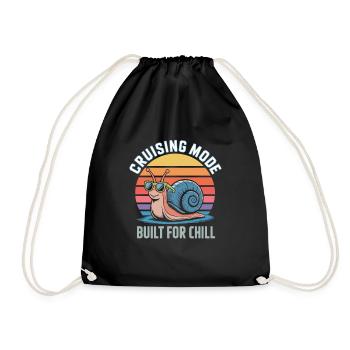 Funny snail with cruising fashion - Drawstring Bag - black - Front