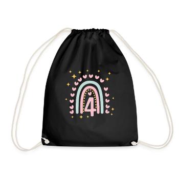 Coeur mignon 4e anniversaire et design arc-en-ciel - Sac de sport léger - noir - Devant
