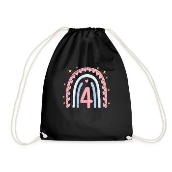 Coeur mignon 4e anniversaire et design arc-en-ciel - Sac de sport léger - noir - Devant