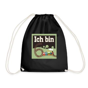Ich bin 6 Zug Eisenbahn 6. Geburtstag - Turnbeutel - Schwarz - Vorne