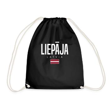 Liepaja, Latvia - Drawstring Bag - black - Front