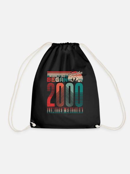Geburtstag 2000 Jahrgang September Retro Geschenk - Turnbeutel - Schwarz