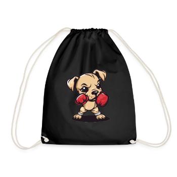 Boxer dog with power - Drawstring Bag - black - Front