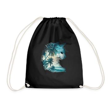 Chat côtier avec des palmiers - Sac de sport léger - noir - Devant