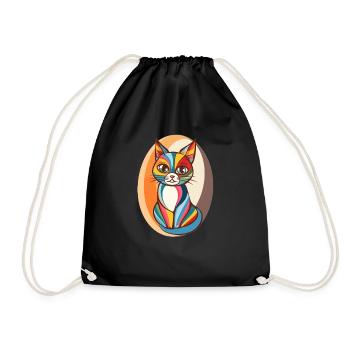 Chat Pop Art coloré - Sac de sport léger - noir - Devant