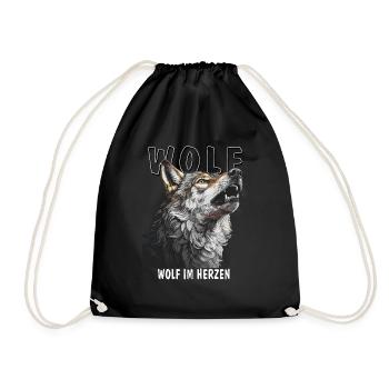 WOLF WOLF AT HEART - Drawstring Bag - black - Front