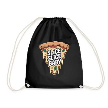 Slice Slice Baby Pizza Shirt - Drawstring Bag - black - Front