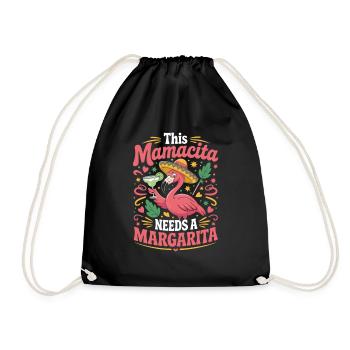 Flamingo Mamacita Margarita Spruch - Turnbeutel - Schwarz - Vorne