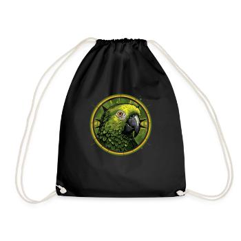 Green Parrot Head - Drawstring Bag - black - Front