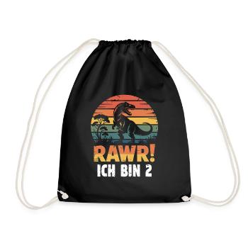 Dinosaur 2 years old - Drawstring Bag - black - Front