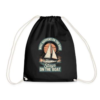 What happens on the boat humorous captain - Drawstring Bag - black - Front