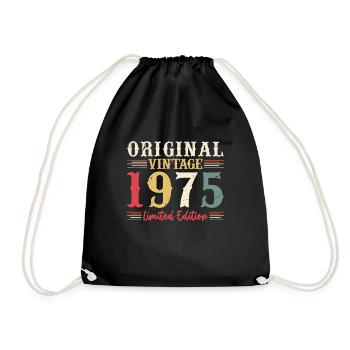 50 Years 1975 Vintage Retro Birthday Gift - Drawstring Bag - black - Front