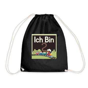 Ich bin 2 Zug Eisenbahn 2. Geburtstag - Turnbeutel - Schwarz - Vorne
