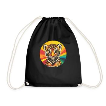 Bébé tigre avec arc-en-ciel - Sac de sport léger - noir - Devant