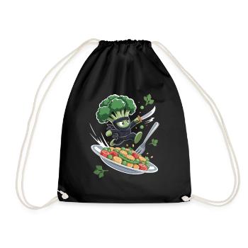 Brocoli Ninja en action - Sac de sport léger - noir - Devant