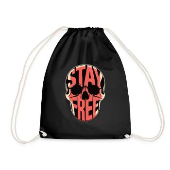 SKULL, STAY FREE - Drawstring Bag - black - Front