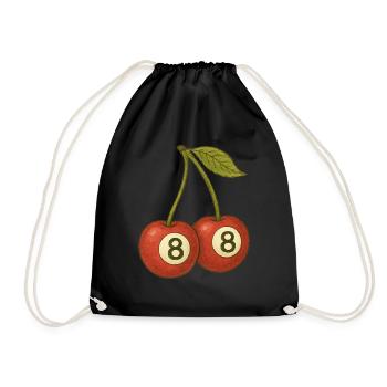 Cherry 8 Ball Retro Pool Vibes Design - Drawstring Bag - black - Front