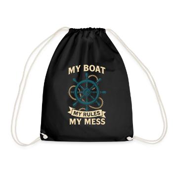 Mein Boot Meine Regeln Mein Chaos Nautischer - Turnbeutel - Schwarz - Vorne