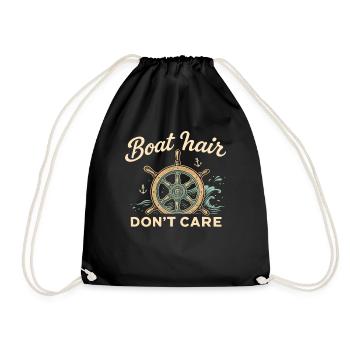 Funny Saying Ship Captain Boat Hair - Drawstring Bag - black - Front