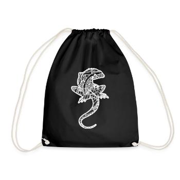 Lizard Floral Pattern - Drawstring Bag - black - Front