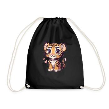 Tigerbaby mit Herzchen - Turnbeutel - Schwarz - Vorne