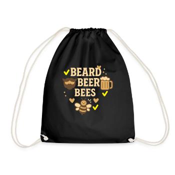 Bee Beekeeper Beard Beer Bees Honey - Drawstring Bag - black - Front