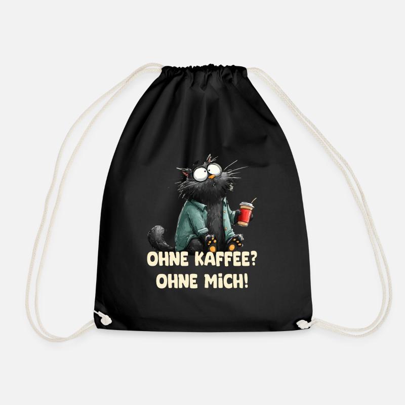 Ohne Kaffee ohne Mich - Turnbeutel - Schwarz
