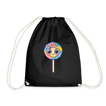 Lolli mit Blütenlächeln - Turnbeutel - Schwarz - Vorne