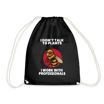 Bees Beekeeper Honey Talking to Bee - Drawstring Bag - black - Front