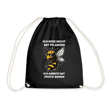 Bienen Imker Ich Rede Nicht Mit Pflanzen - Turnbeutel - Schwarz - Vorne